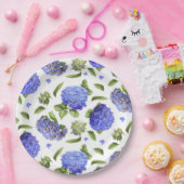 Assiettes En Carton Hydrangée Bleue Sur Tout Le Design Botanique (Fête)