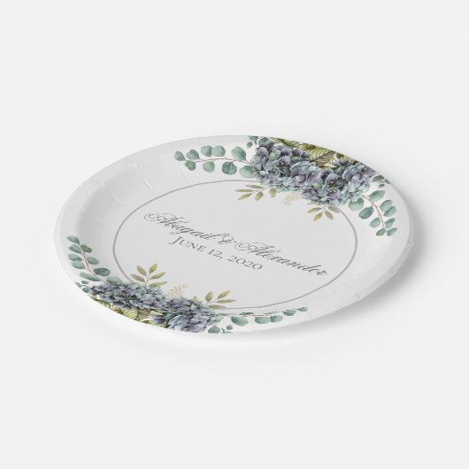 Assiettes En Carton Hydrangée pourrie Eucalyptus (Angle)