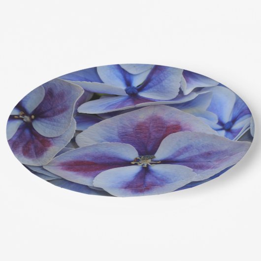 Assiettes En Carton Hydrangée violette (Angle)