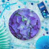 Assiettes En Carton Hydrangée violette et turquoise, fleurs bleu viole (Fête)