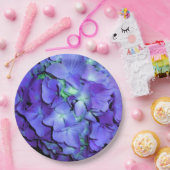 Assiettes En Carton Hydrangée violette et turquoise, fleurs bleu viole (Fête)