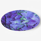 Assiettes En Carton Hydrangée violette et turquoise, fleurs bleu viole (Angle)