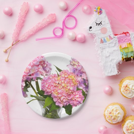 Assiettes En Carton Hydrangées et cristal (Fête)