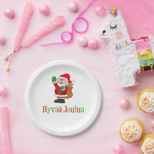 Assiettes En Carton Hyvaa Joulua Finlande Père Noël de Noël (Fête)