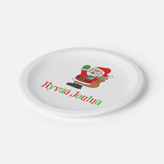Assiettes En Carton Hyvaa Joulua Finlande Père Noël de Noël (Angle)