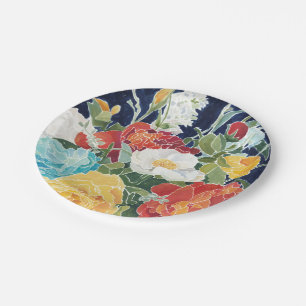 Assiettes En Carton I floral de minuit