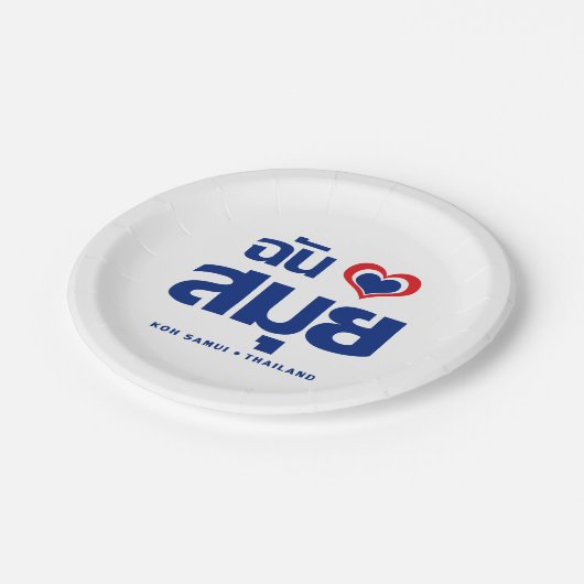 Assiettes En Carton I Heart (J'aime) Koh Samui (Thaïlande) (Angle)