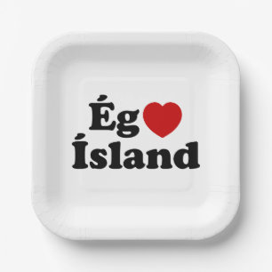 Assiettes En Carton I Heart (Love) Islande [Ég Elska Ísland] Islandais