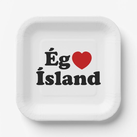 Assiettes En Carton I Heart (Love) Islande [Ég Elska Ísland] Islandais (Recto)