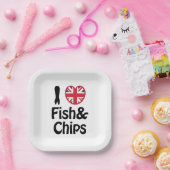 Assiettes En Carton I Heart [Love] Poisson & Chips (Fête)