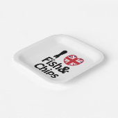Assiettes En Carton I Heart [Love] Poisson & Chips (Angulaire)