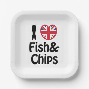 Assiettes En Carton I Heart [Love] Poisson & Chips
