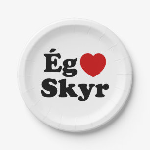 Assiettes En Carton I Heart (Love) Skyr [Ég Elska Skyr] Islandais