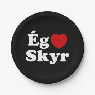 Assiettes En Carton I Heart (Love) Skyr [Ég Elska Skyr] Islandais
