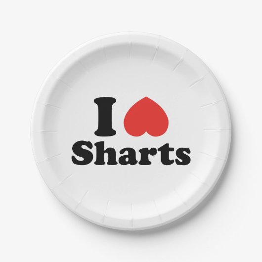 Assiettes En Carton I Heart Sharts (Devant)
