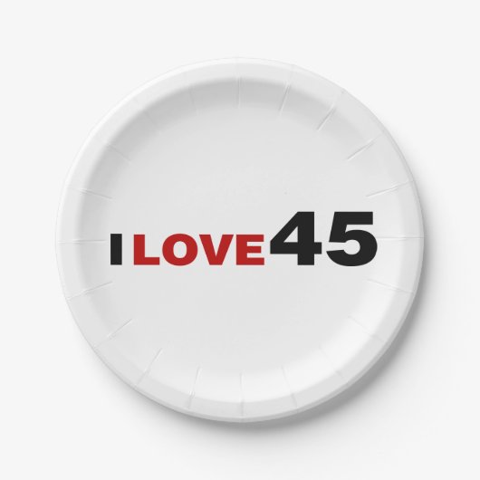 Assiettes En Carton I Love 45 (Devant)