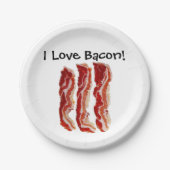 Assiettes En Carton I Love Bacon (Devant)