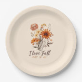 Assiettes En Carton I Love Fall Most All - Autumn Foliage (Devant)
