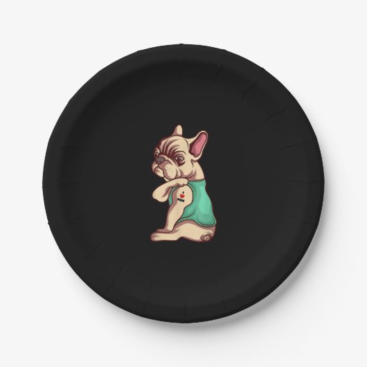Assiettes En Carton I Love Maman Tattoo Lover Funny French Bulldog (Devant)