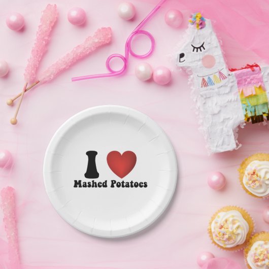 Assiettes En Carton I Love Mashed Potatoes Thanksgiving Diner Cadeau (Fête)