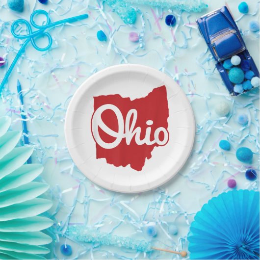 Assiettes En Carton I love My Ohio Home Script Ohio (Fête)