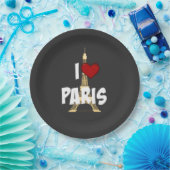 Assiettes En Carton I Love Paris (Fête)