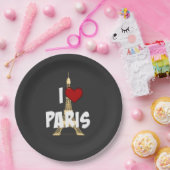 Assiettes En Carton I Love Paris (Fête)