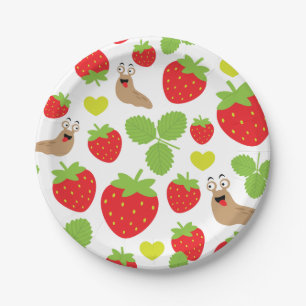 Assiettes En Carton I Love Strawberries Motif sans pareille