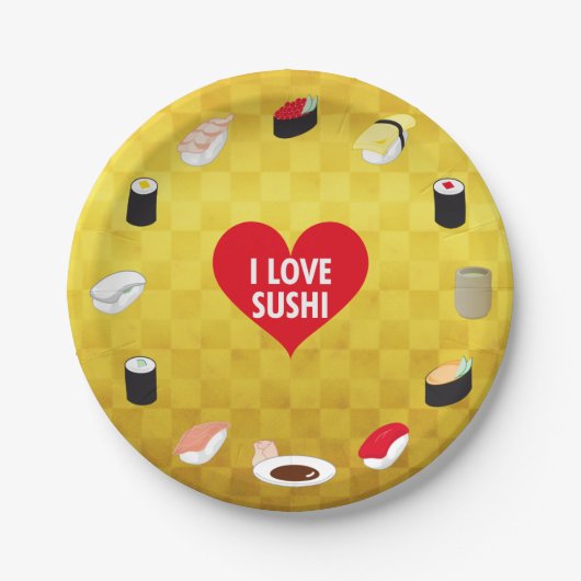 ASSIETTES EN CARTON I LOVE SUSHI (Devant)