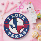 Assiettes En Carton I Love Texas State Map and Flag (Fête)