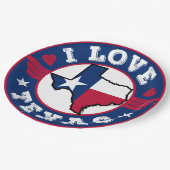 Assiettes En Carton I Love Texas State Map and Flag (Angle)