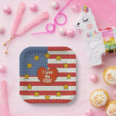 Assiettes En Carton I Love The America (Fête)