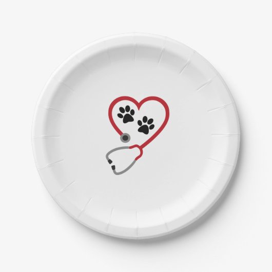 Assiettes En Carton I love Veterinary Medicine (Devant)