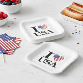 ASSIETTES EN CARTON "I ❤️ USA"
