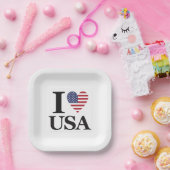 ASSIETTES EN CARTON "I ❤️ USA" (Fête)