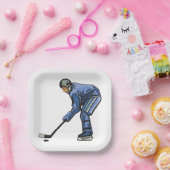 Assiettes En Carton Ice Hockey Player in Blue Uniform (Fête)