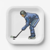 Assiettes En Carton Ice Hockey Player in Blue Uniform (Recto)