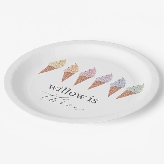 Assiettes En Carton Icecream arc-en-ciel (Angle)