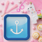 Assiettes En Carton Icône Ancre bleue marine moderne (Fête)