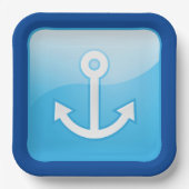 Assiettes En Carton Icône Ancre bleue marine moderne (Recto)