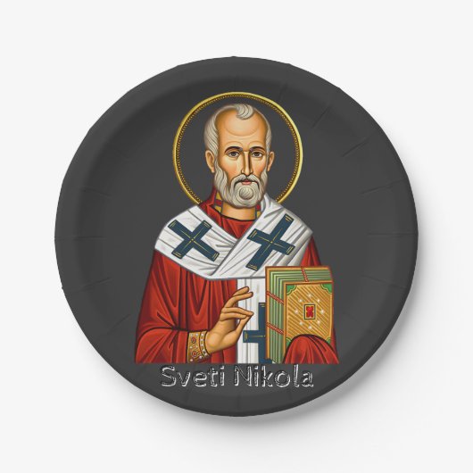 Assiettes En Carton Icône de la lettre serbe orthodoxe Saint-Nicolas (Devant)
