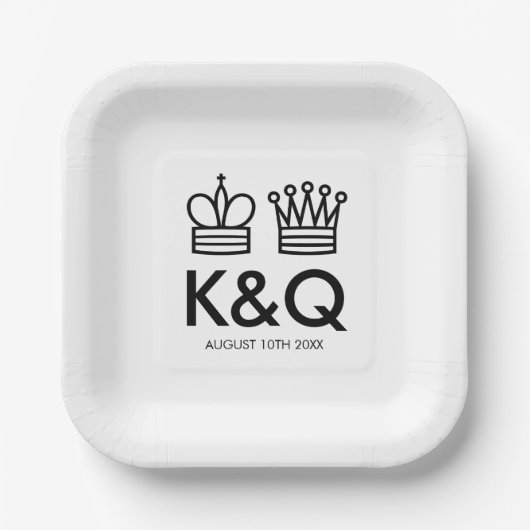 Assiettes En Carton Icône d'échecs King et Queen (Recto)