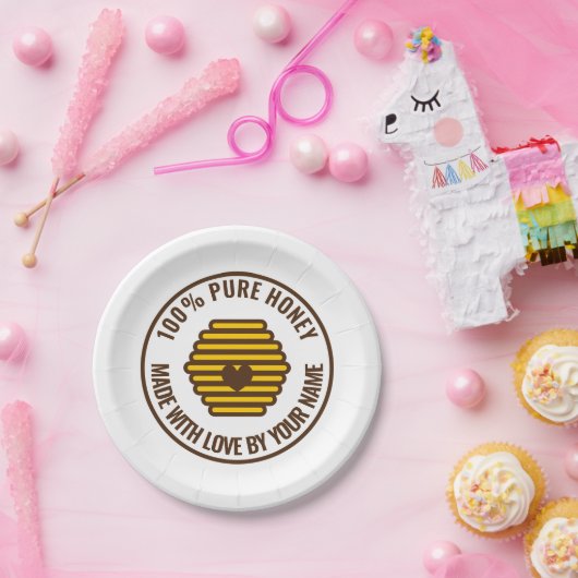 Assiettes En Carton Icône jaune abeille imprimé papier papier plaques (Fête)