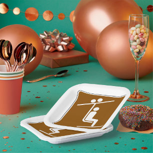 Assiettes En Carton Icône Symbole de Télésiège Sports d'Hiver Rustique