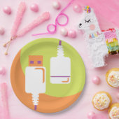 Assiettes En Carton Icône USB Plug (Fête)