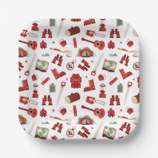 Assiettes En Carton Icônes de camping rustique avec thème d'aventure f