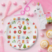 Assiettes En Carton Icônes de Noël doux Design (Fête)