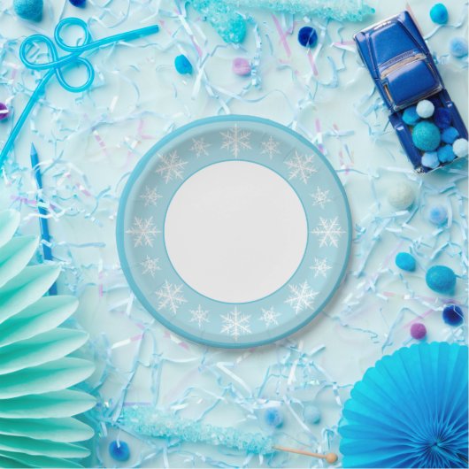 Assiettes En Carton Icy Blue Winter Wonderland Snowflake (Fête)