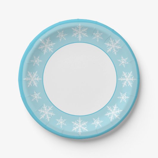 Assiettes En Carton Icy Blue Winter Wonderland Snowflake (Devant)