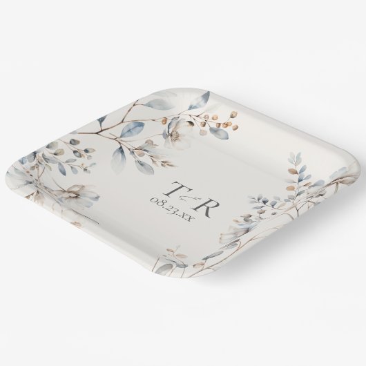 Assiettes En Carton ID de Mariage frontalier Fleur sauvage spécifié110 (Angulaire)